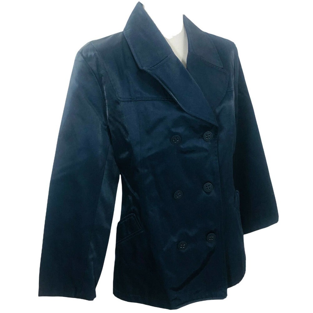 Guess Womens Size L Blue Lightweight Raincoat Peacoat Pea Coat Jacket NWOT - Picture 4 of 10